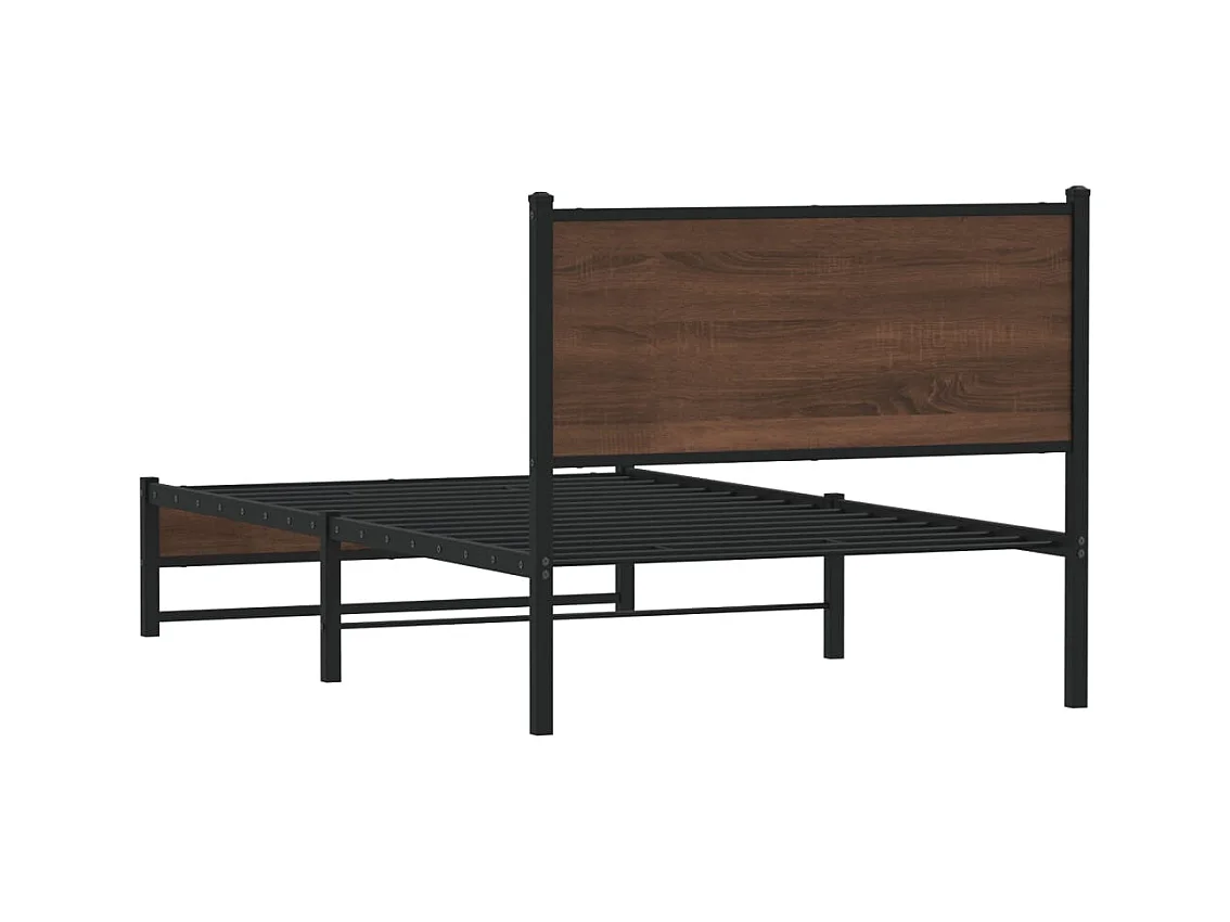 Cadre de lit en métal sans matelas chêne marron 100x190 cm