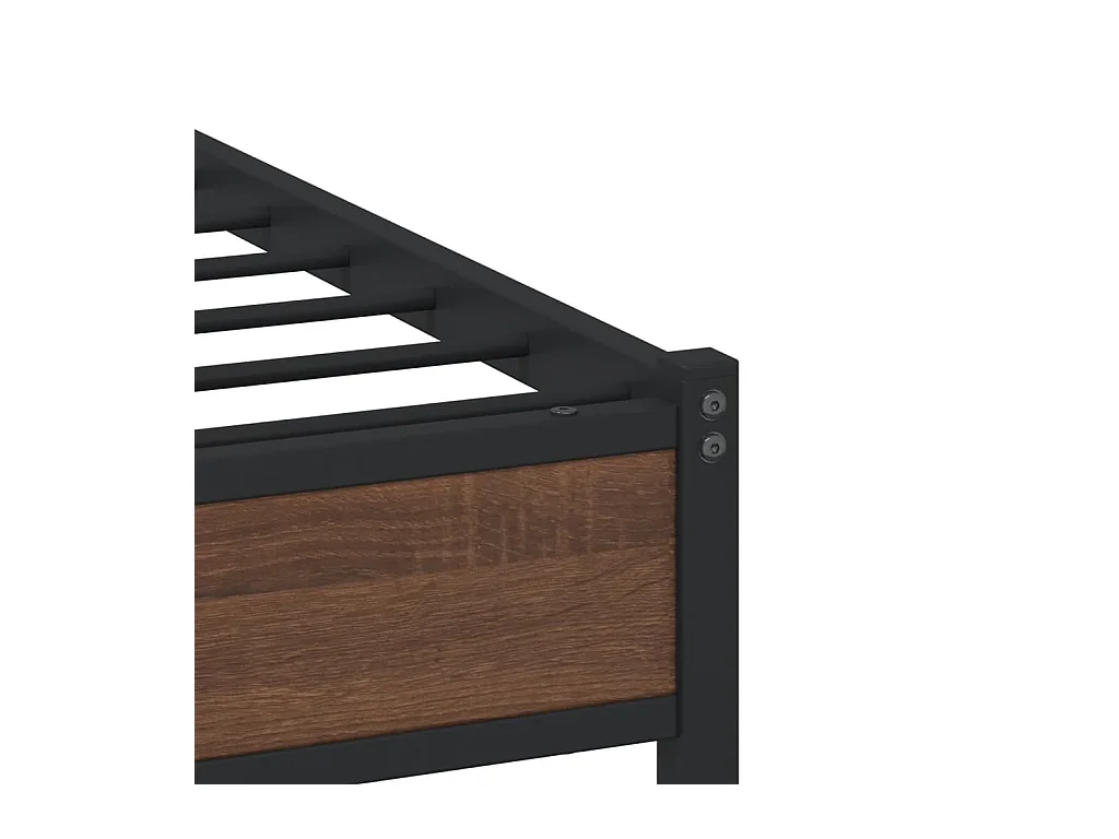 Cadre de lit en métal sans matelas chêne marron 100x190 cm
