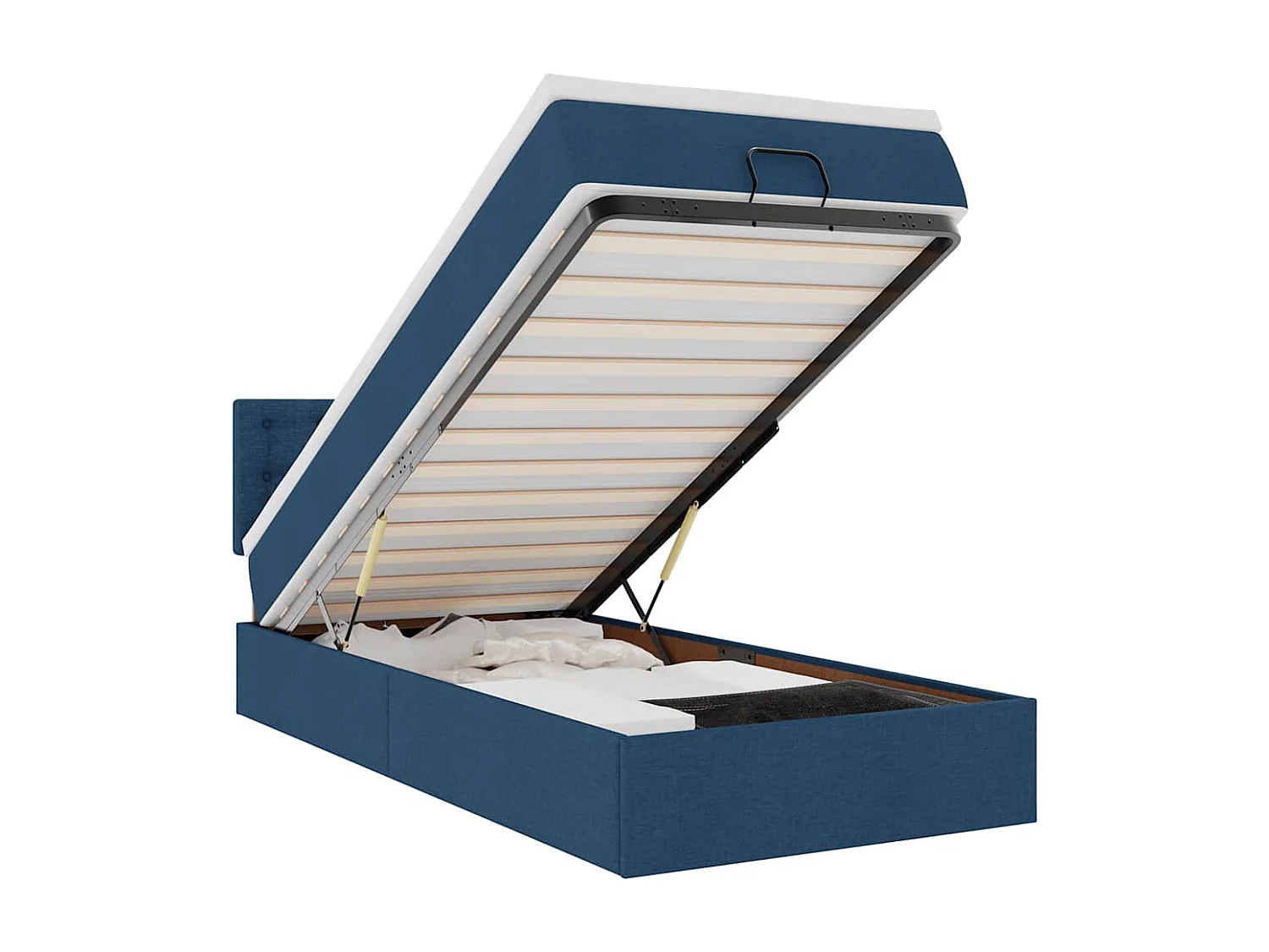 Ottoman-Bett mit Matratze & LEDs Blau 90x190 cm Stoff