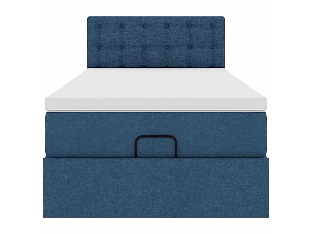 Ottoman-Bett mit Matratze & LEDs Blau 90x190 cm Stoff