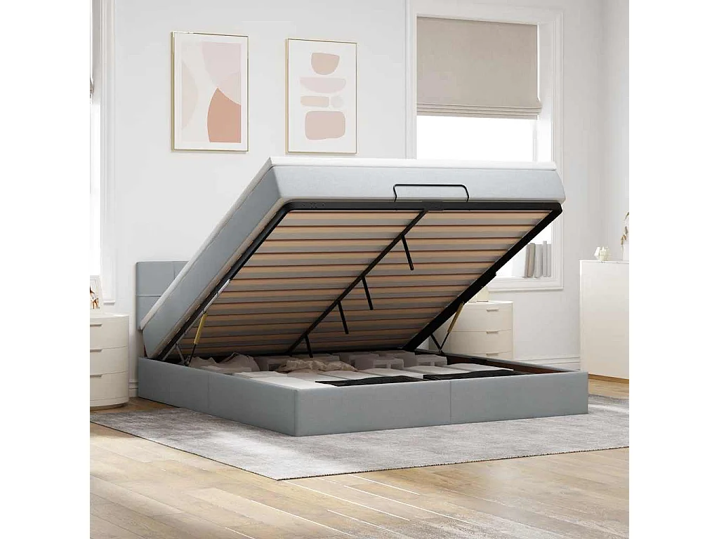 Bed met matras 160x200 cm stof lichtgrijs