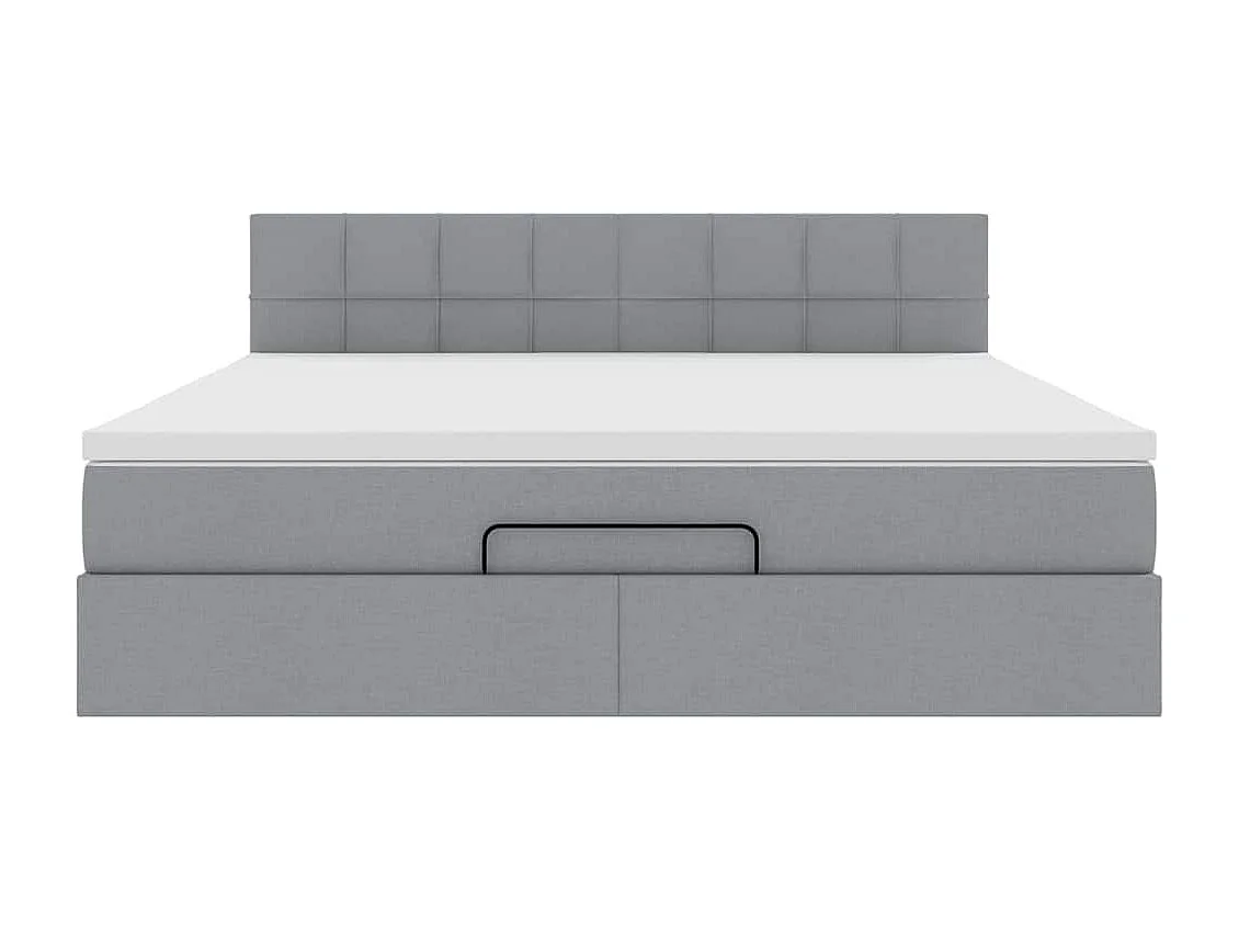 Pouf Letto con Materasso Grigio Chiaro 160x200 cm in Tessuto