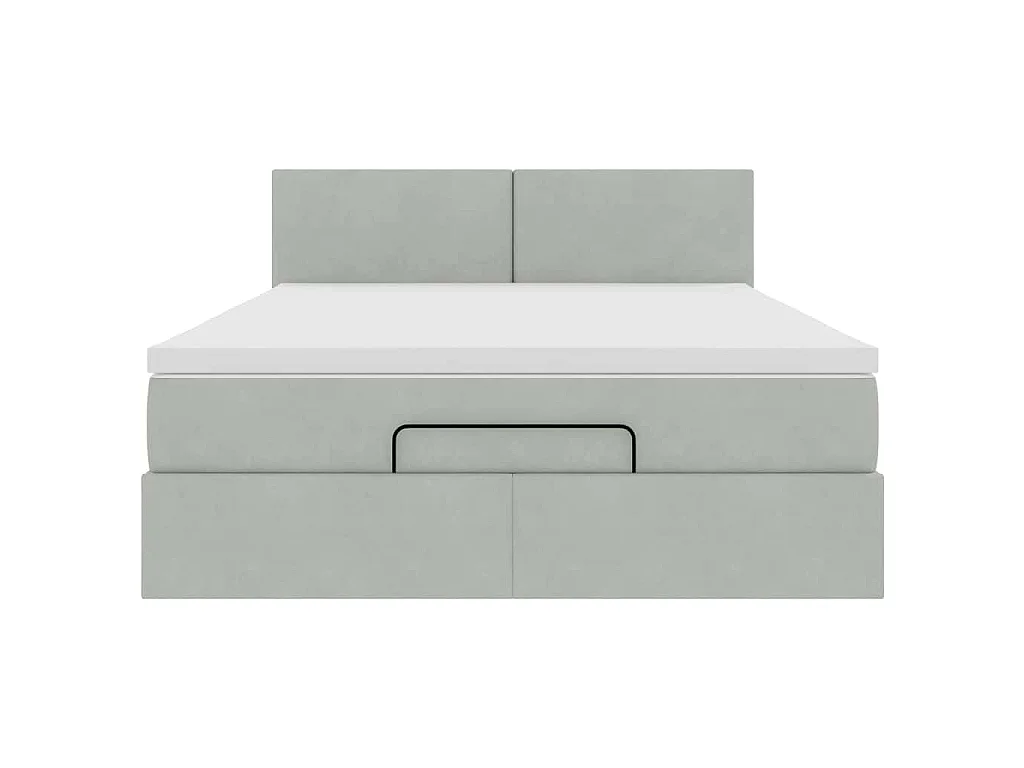 Ottoman bed met matras 140x190cm fluweel lichtgrijs