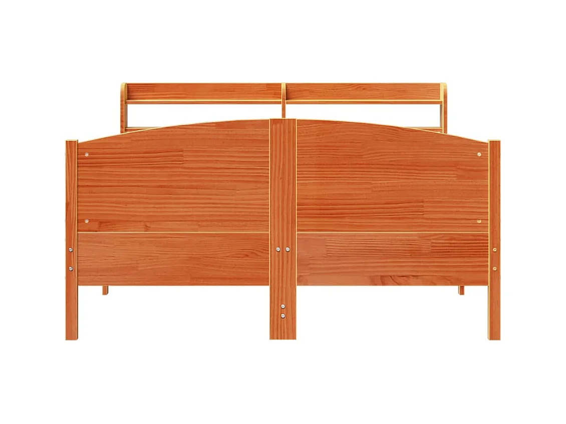 Cadre de lit sans matelas cire marron 140x200cm bois pin massif
