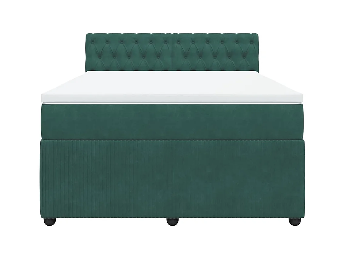 Sommier à lattes de lit et matelas Vert foncé 140x190cm Velours