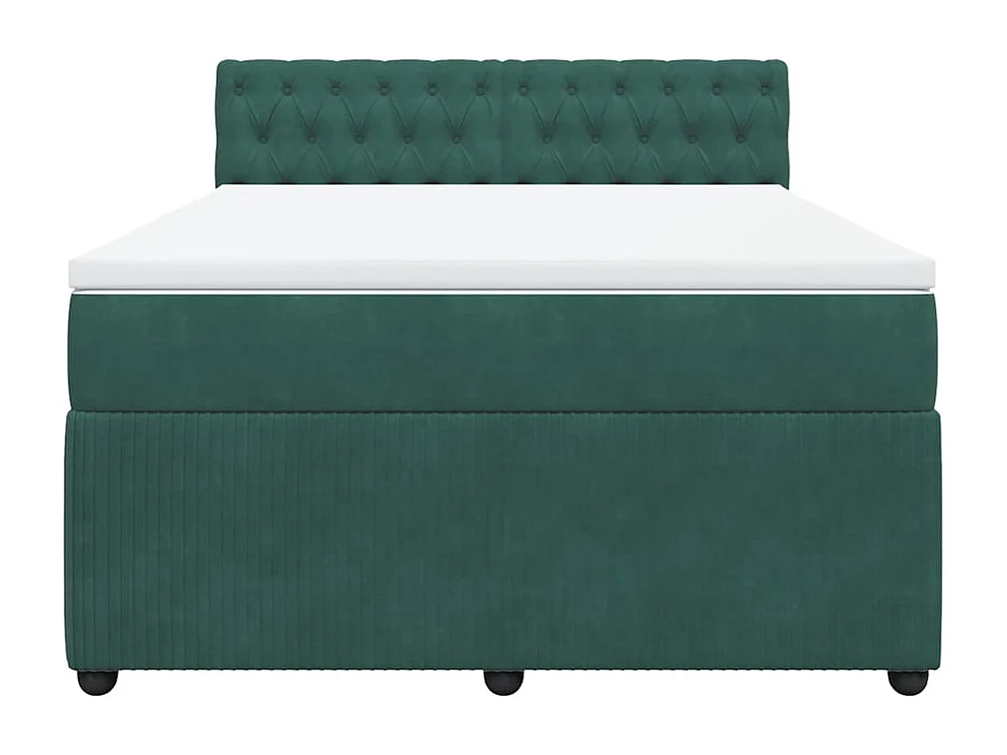 Giroletto a Molle con Materasso Verde Scuro 140x190 cm Velluto