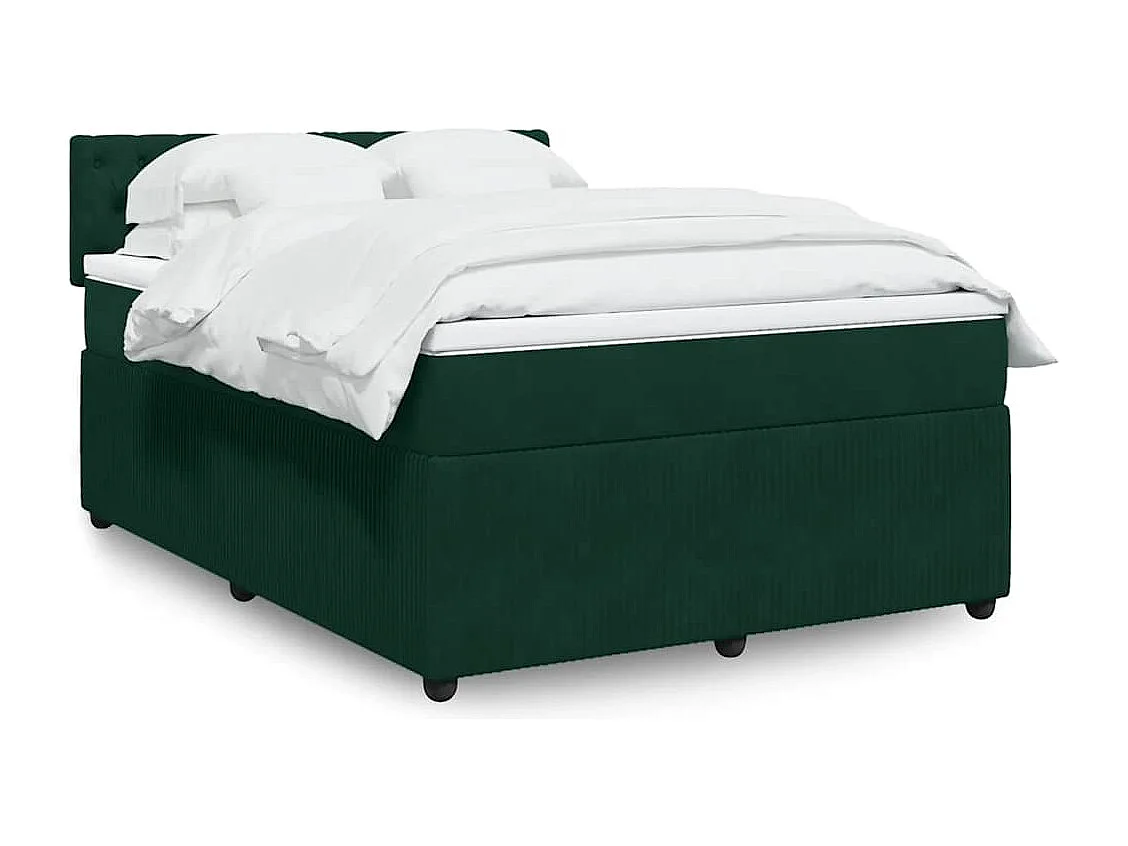Giroletto a Molle con Materasso Verde Scuro 140x190 cm Velluto