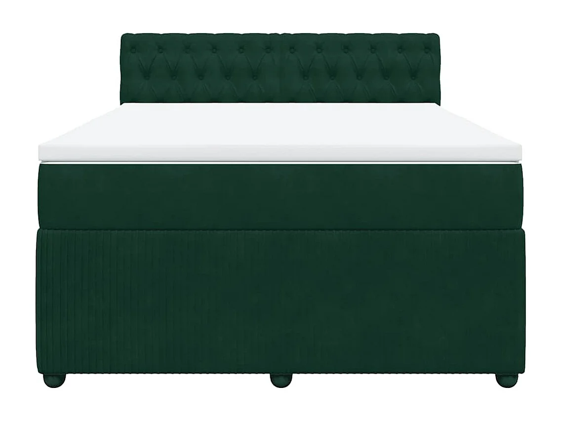 Giroletto a Molle con Materasso Verde Scuro 140x190 cm Velluto