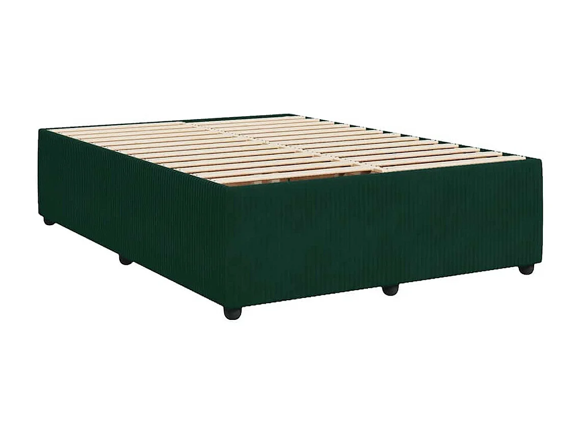 Giroletto a Molle con Materasso Verde Scuro 140x190 cm Velluto