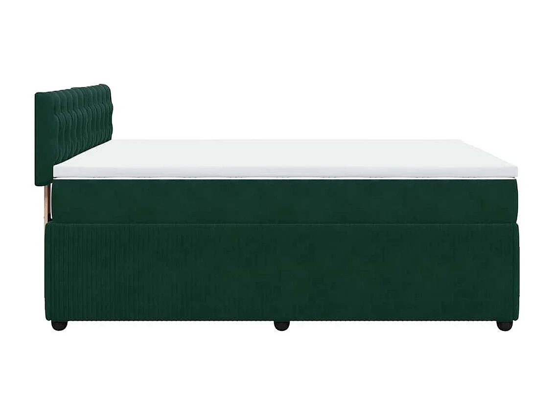 Giroletto a Molle con Materasso Verde Scuro 140x190 cm Velluto