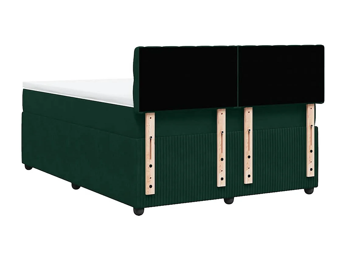 Giroletto a Molle con Materasso Verde Scuro 140x190 cm Velluto