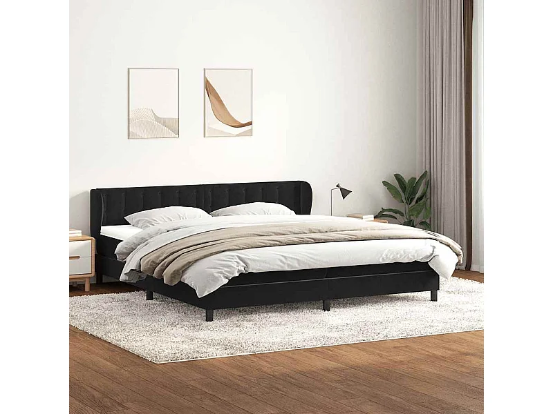 Cama com molas/colchões 180x220 cm veludo preto