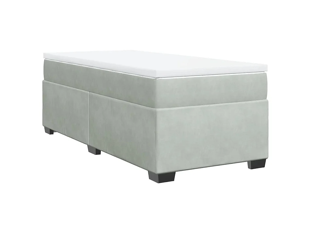 Boxspring met matras fluweel lichtgrijs 90x190 cm