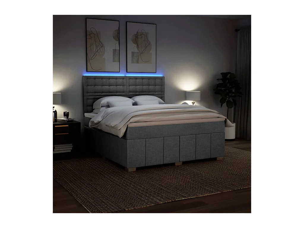 Boxspring met matras stof lichtgrijs 180x200 cm