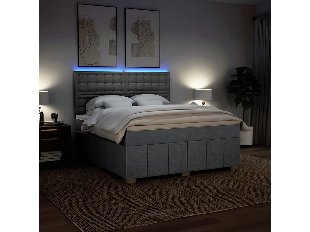 Boxspring met matras stof lichtgrijs 180x200 cm