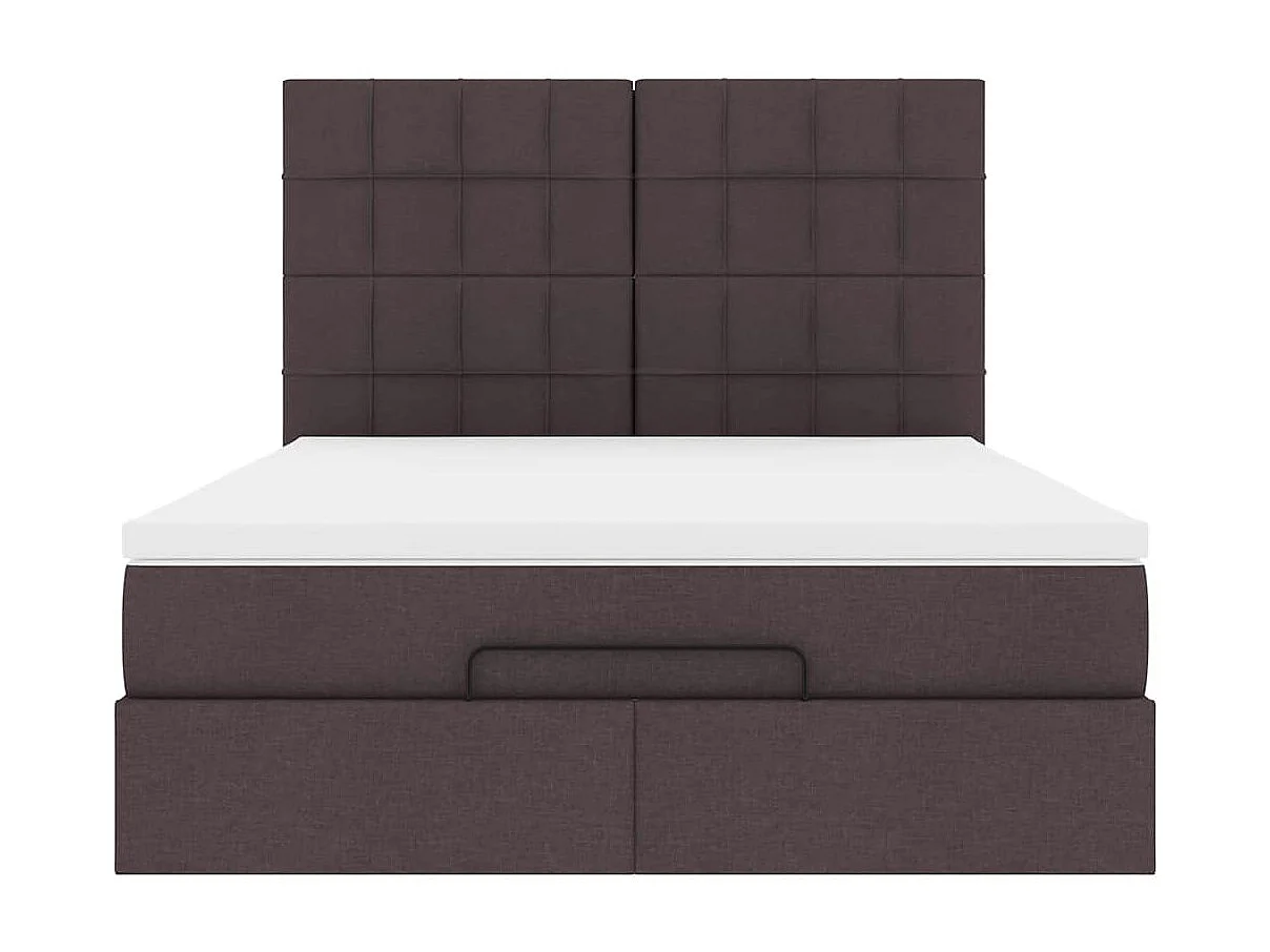 Ottoman-Bett mit Matratze & LEDs Dunkelbraun 140x200 cm Stoff