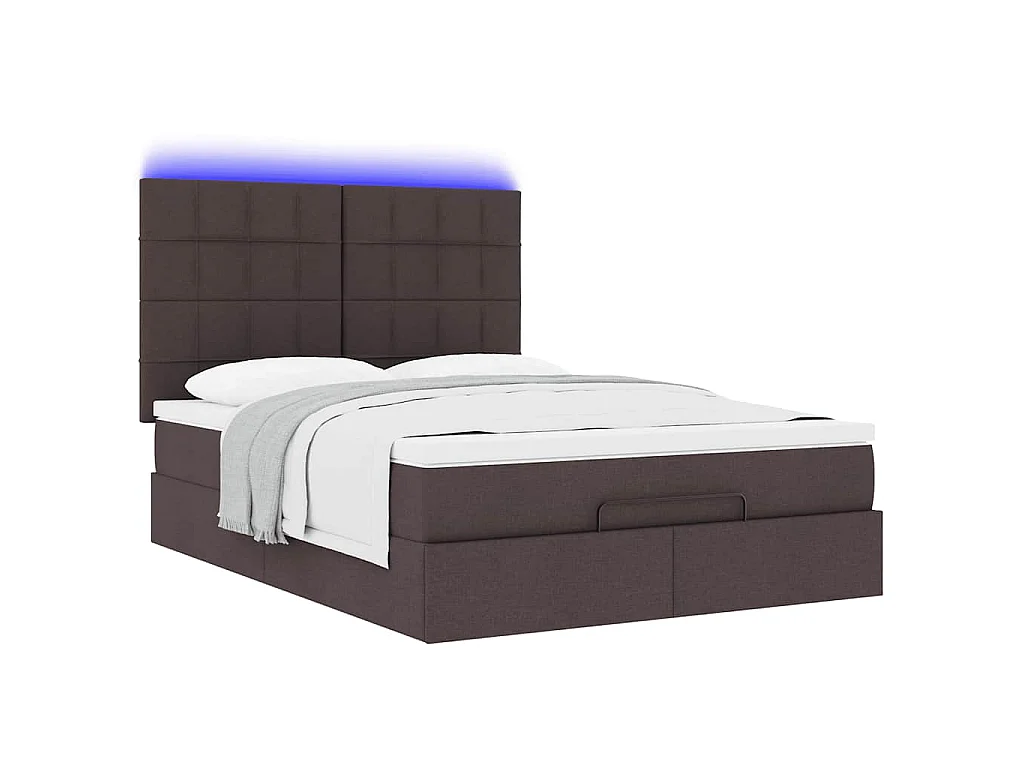 Ottoman bed met matras en LED's 140x200cm stof donkerbruin