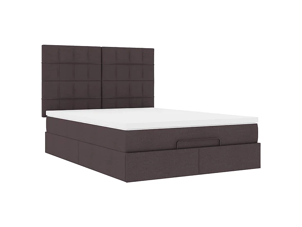 Ottoman bed met matras en LED's 140x200cm stof donkerbruin