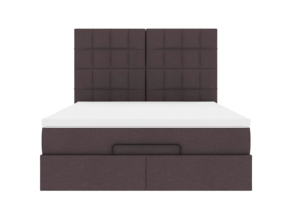 Ottoman bed met matras en LED's 140x200cm stof donkerbruin