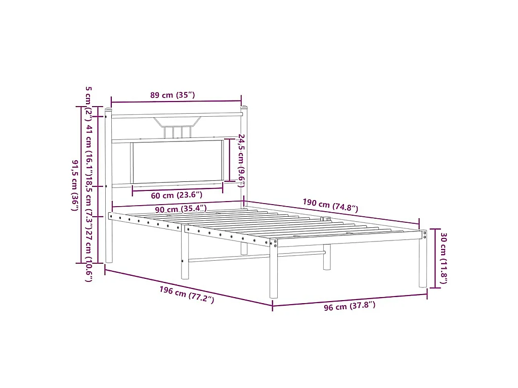 Giroletto senza Materasso Rovere Sonoma 90x190 cm in Truciolato