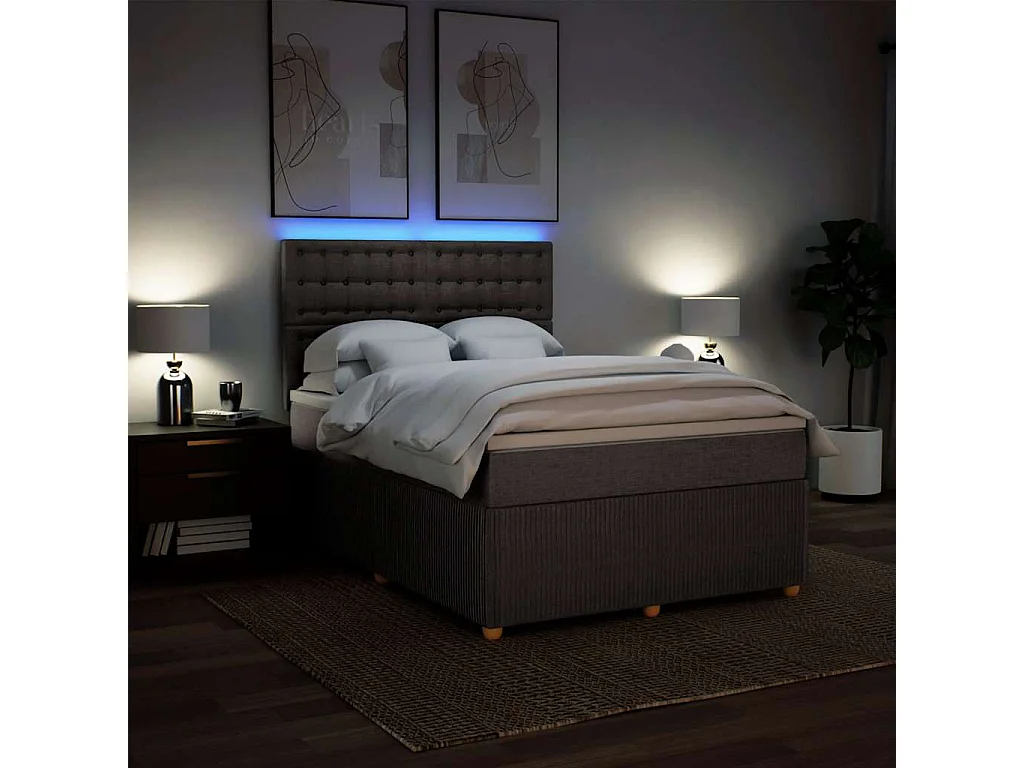 Sommier à lattes de lit avec matelas Taupe 160x200 cm Tissu