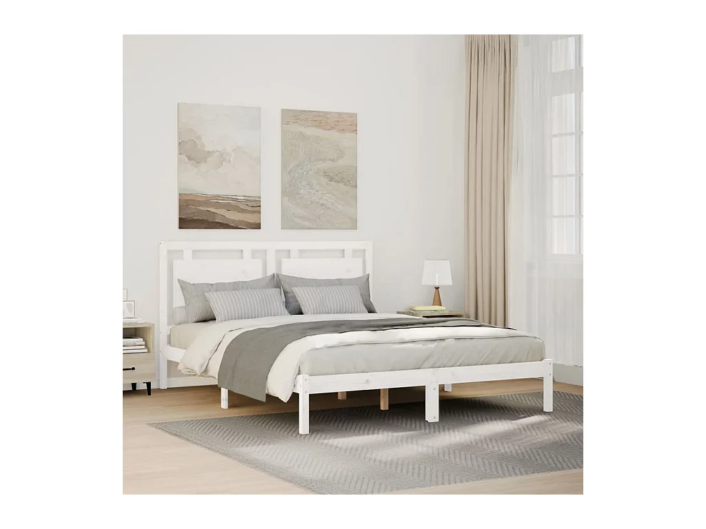 Cadre de lit extra long sans matelas 140x210 cm bois massif