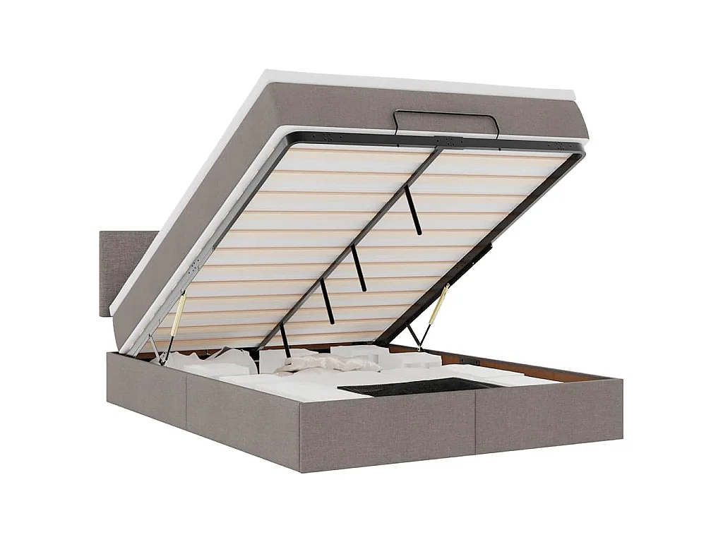 Lit ottoman avec matelas taupe 140x200 cm tissu