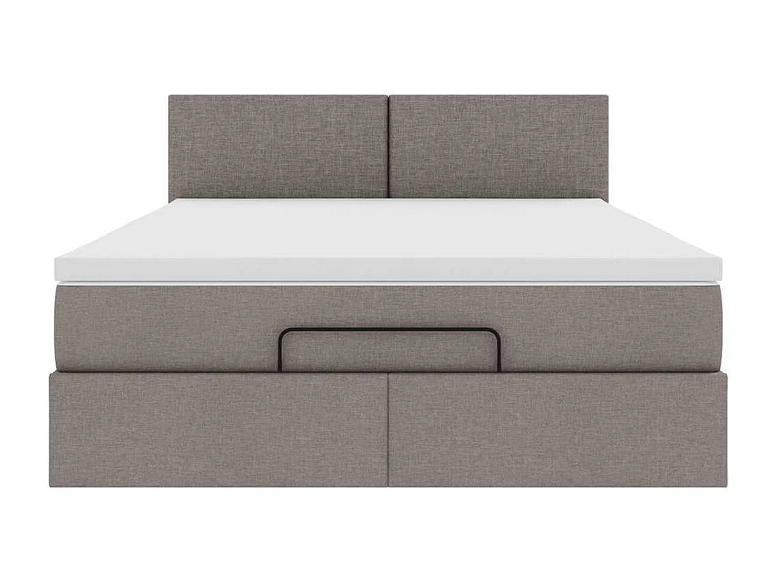 Lit ottoman avec matelas taupe 140x200 cm tissu
