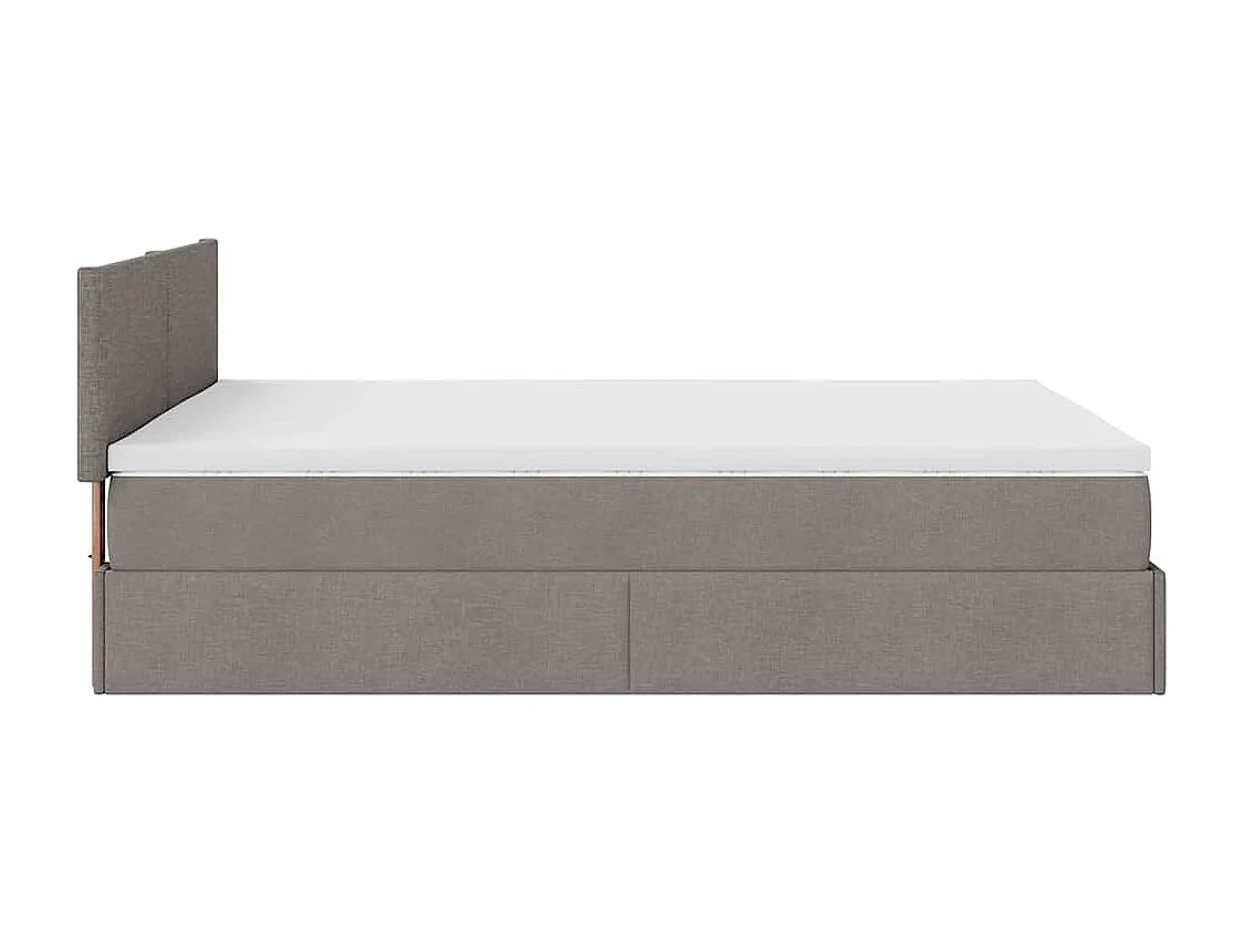 Lit ottoman avec matelas taupe 140x200 cm tissu