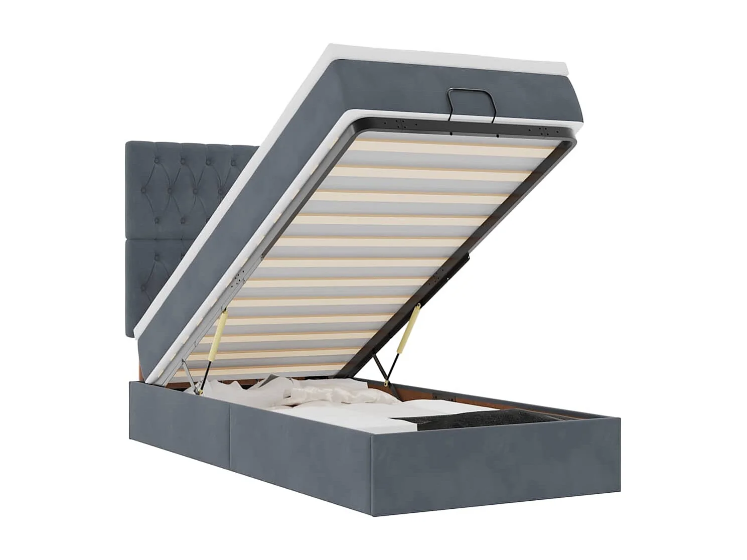 Ottoman bed met matrassen en LED's 90x190cm fluweel donkergrijs