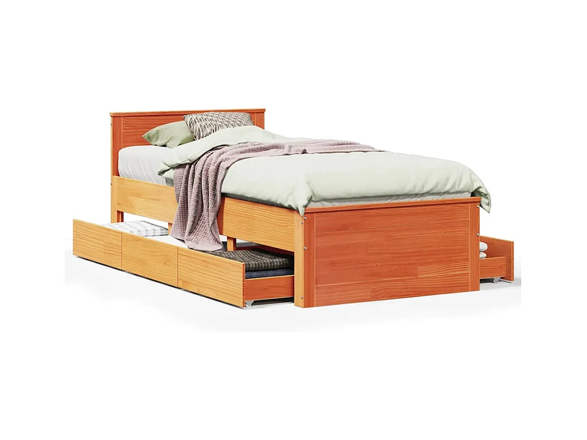 Cadre de lit sans matelas avec tête de lit 90x190cm bois de pin