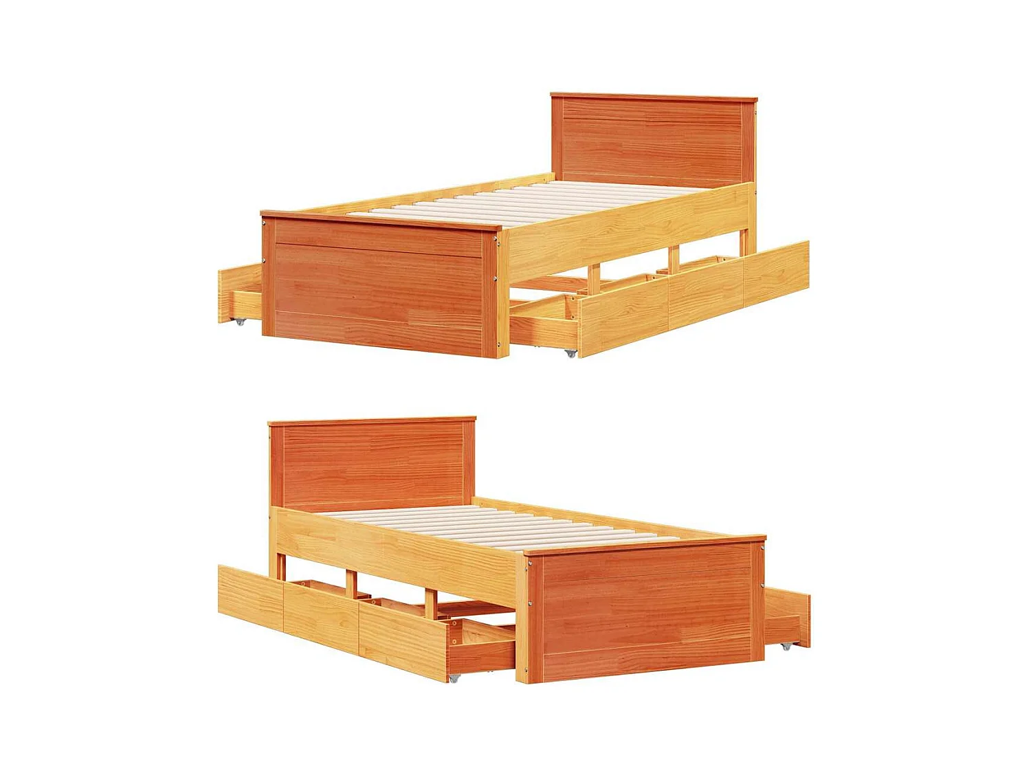 Cadre de lit sans matelas avec tête de lit 90x190cm bois de pin