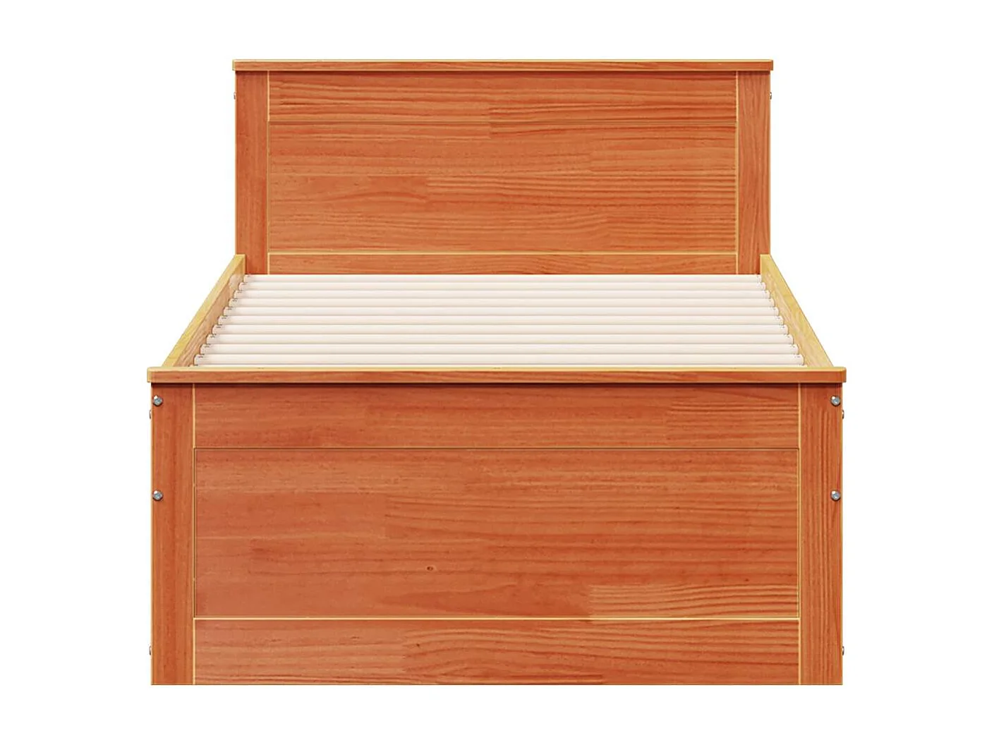 Massivholzbett ohne Matratze mit Kopfteil Wachsbraun 90x190 cm