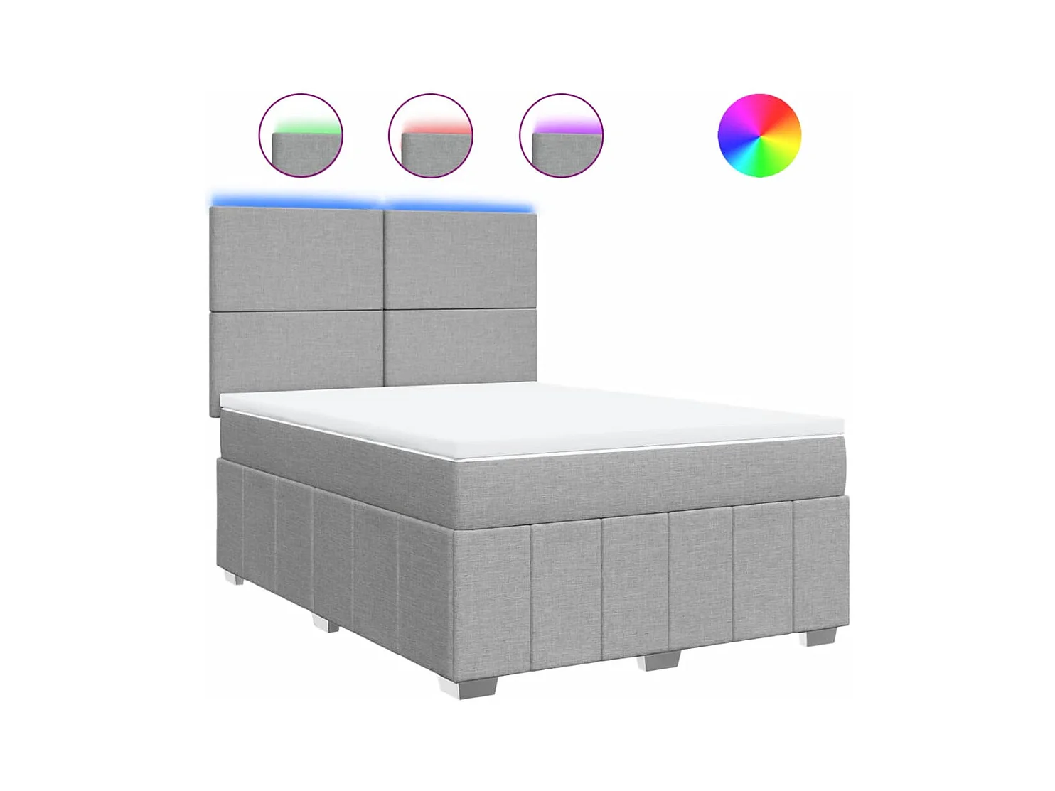 Sommier à lattes de lit avec matelas Gris clair 140x200cm Tissu