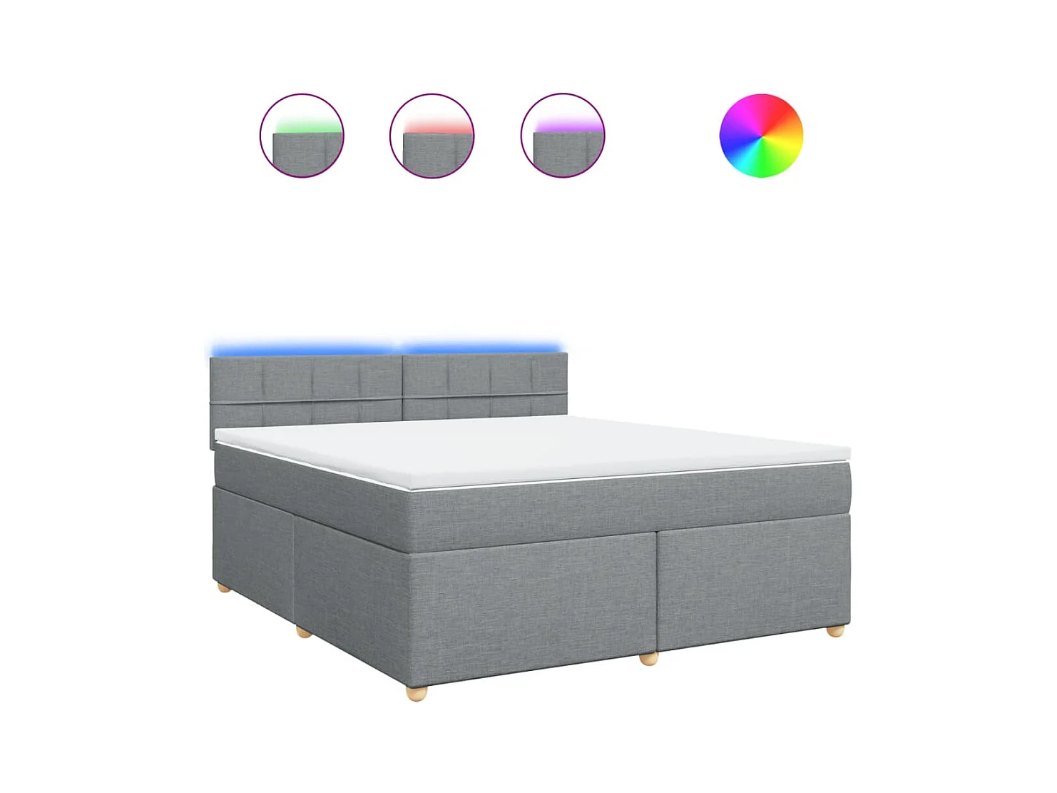 Cama box spring con colchón tela gris claro 180x200 cm