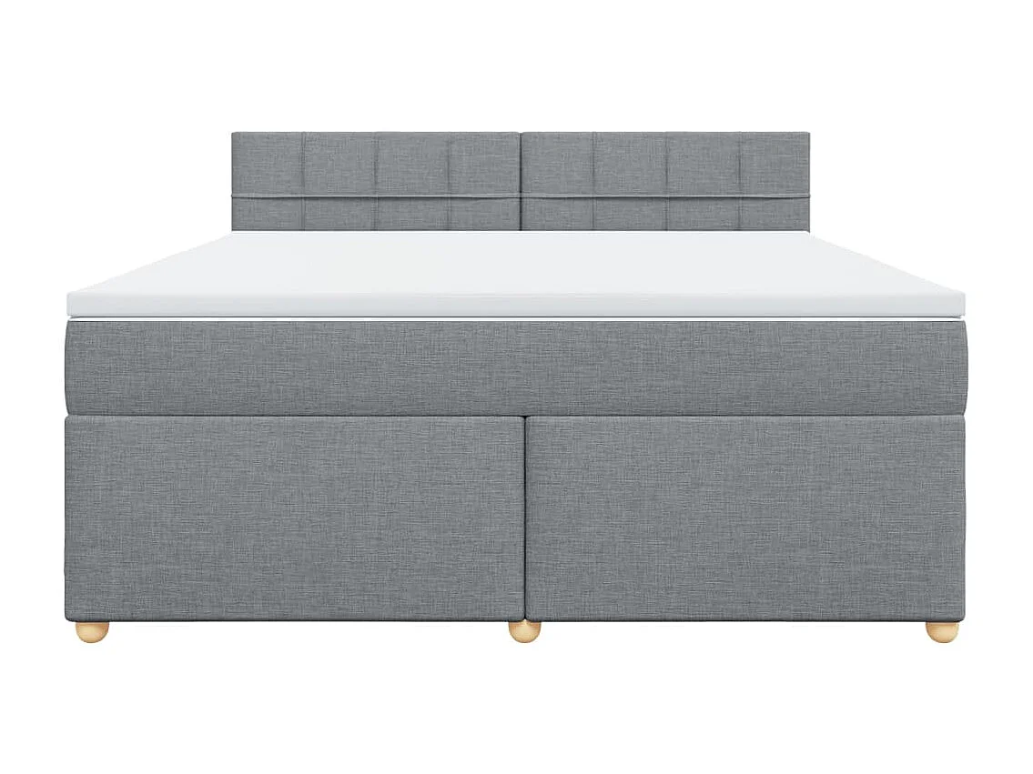 Cama box spring con colchón tela gris claro 180x200 cm