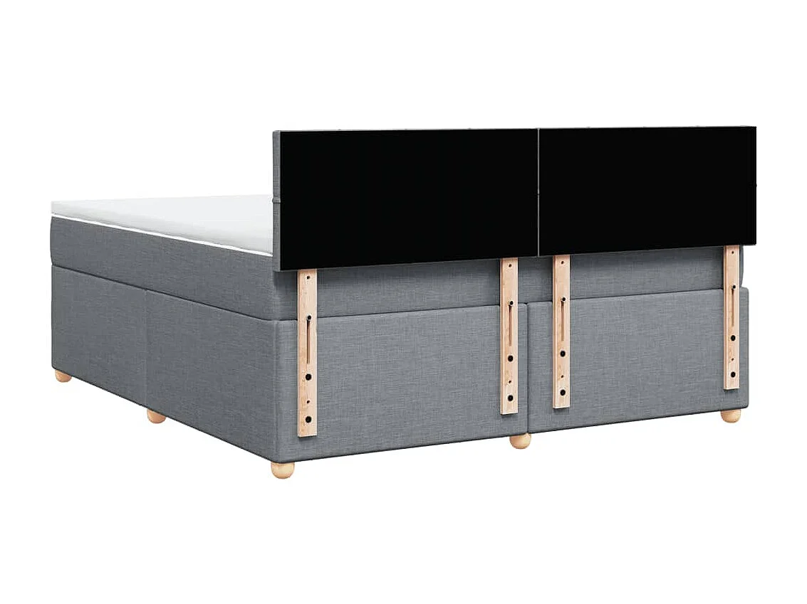 Cama box spring con colchón tela gris claro 180x200 cm