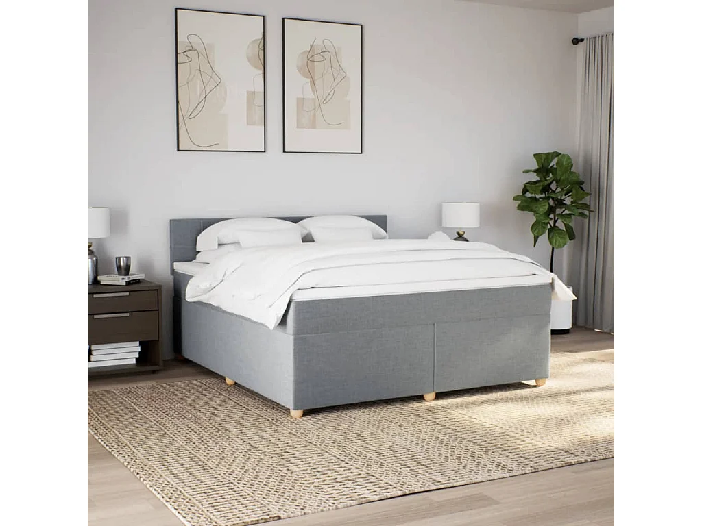 Boxspring met matras stof lichtgrijs 180x200 cm