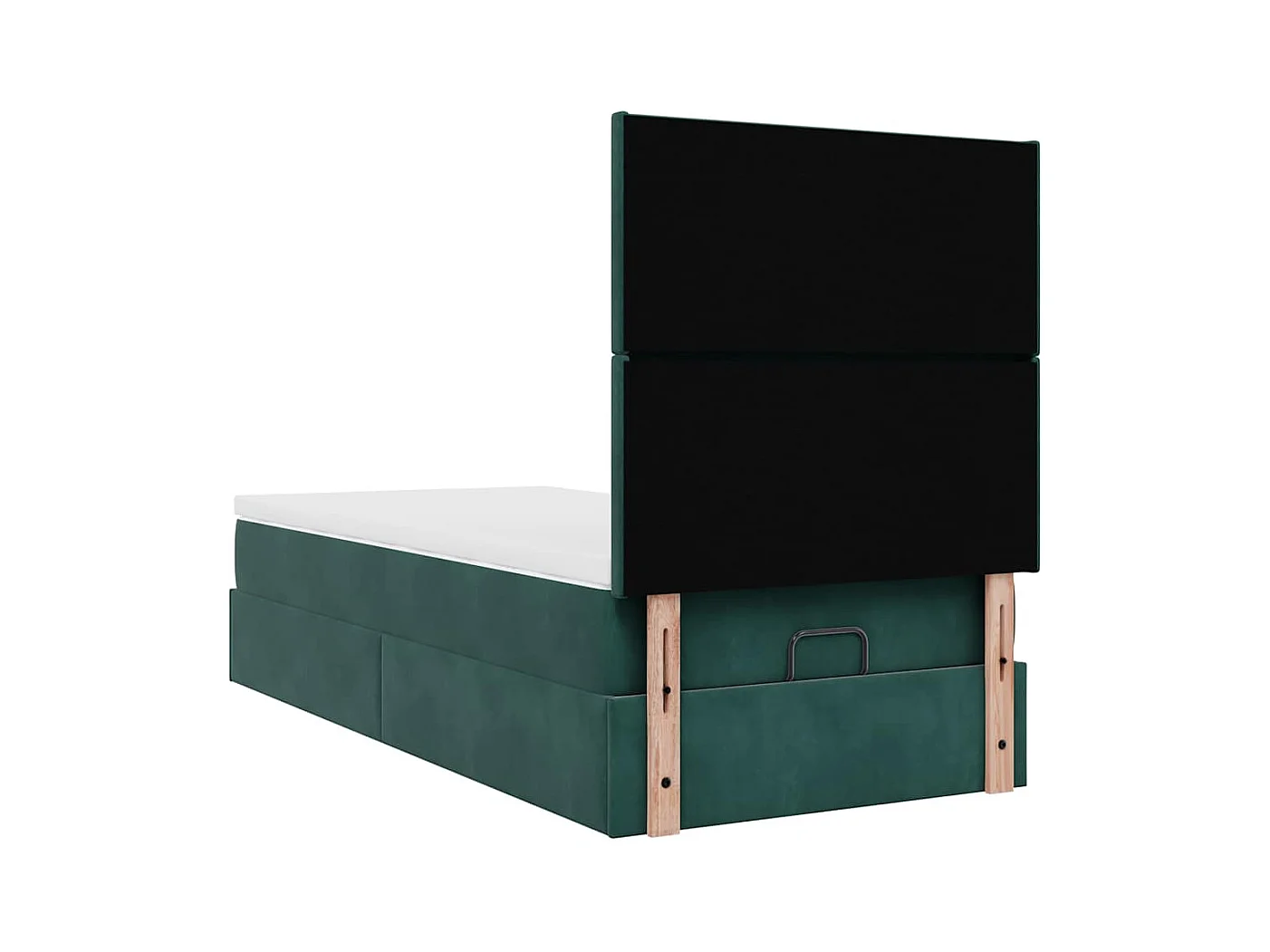 Ottoman-Bett mit Matratzen & LEDs Dunkelgrün 90x200 cm Samt
