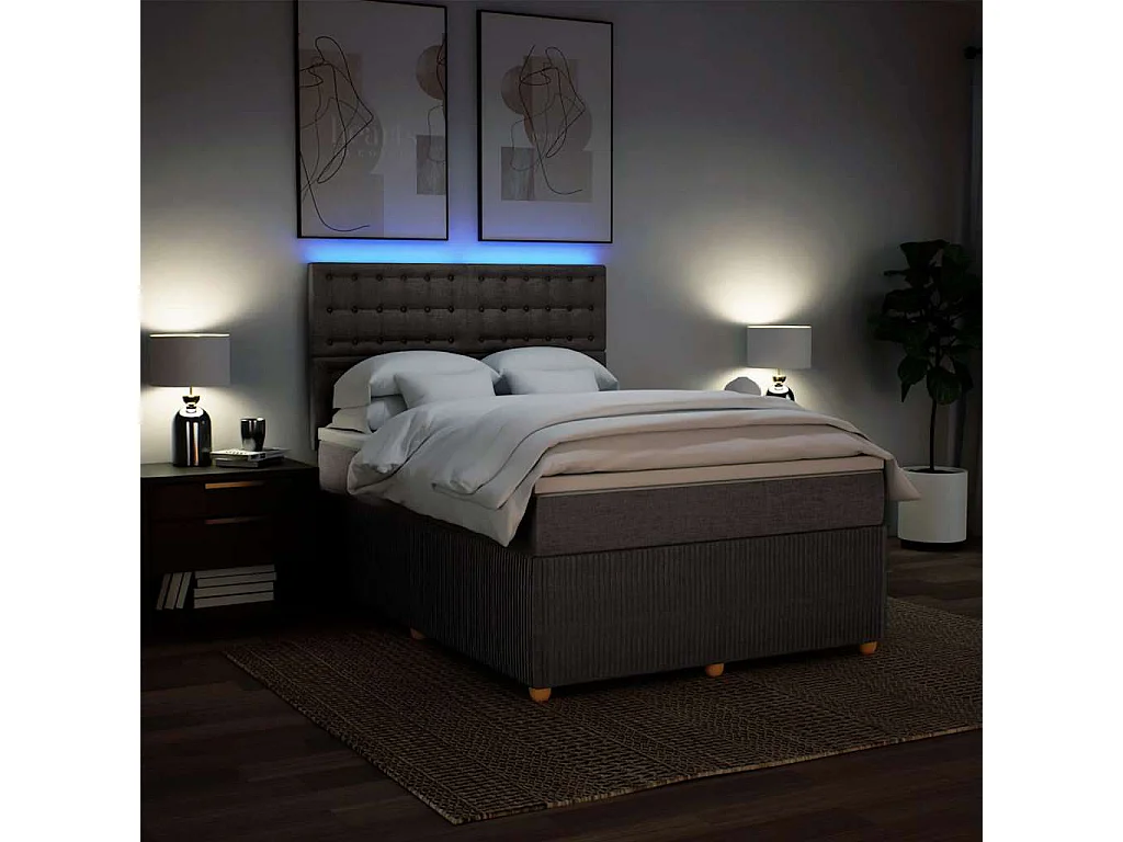 Boxspring met matras stof taupe 140x190 cm