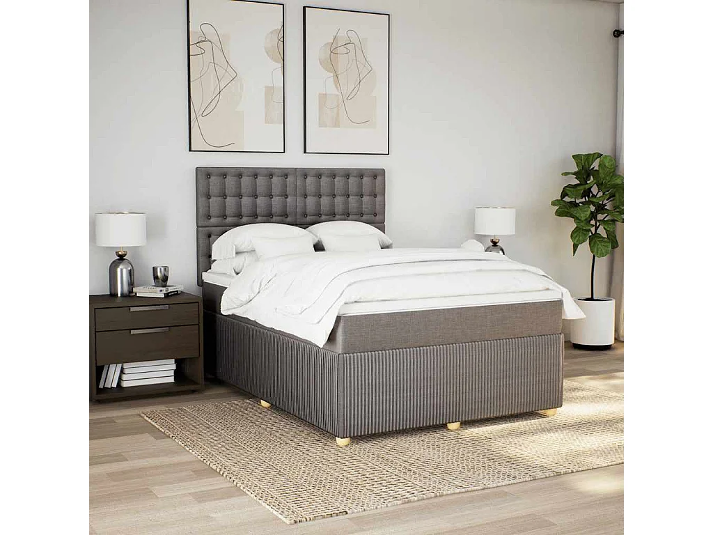 Boxspring met matras stof taupe 140x190 cm