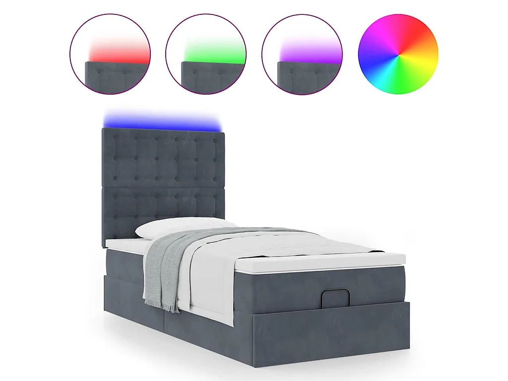 Struttura Letto Pouf con Materassi 100x200 cm Velluto