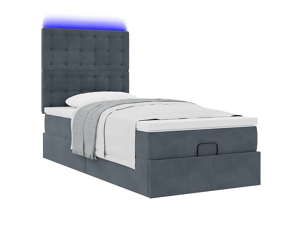 Struttura Letto Pouf con Materassi 100x200 cm Velluto