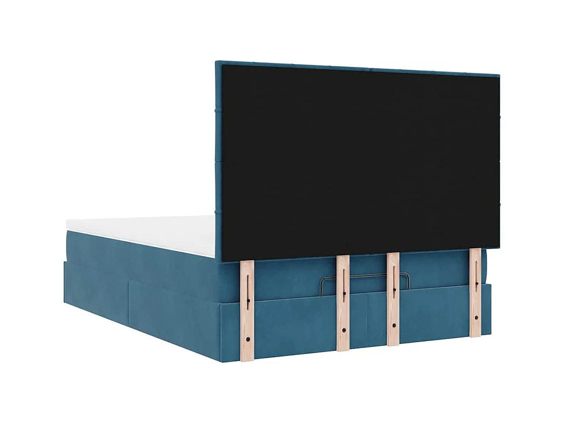 Cadre de lit ottoman avec matelas bleu foncé 140x190 cm velours