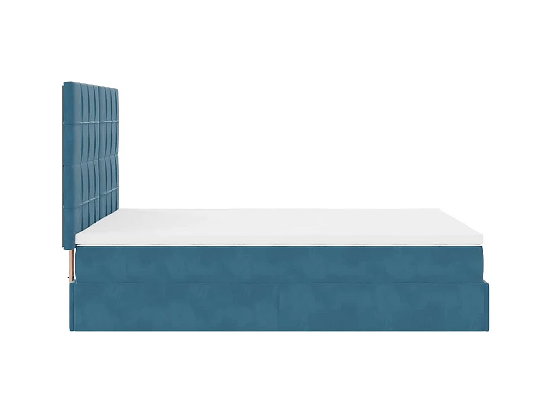 Cadre de lit ottoman avec matelas bleu foncé 140x190 cm velours
