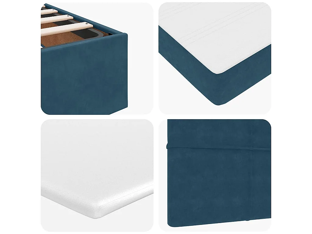 Cadre de lit ottoman avec matelas bleu foncé 140x190 cm velours