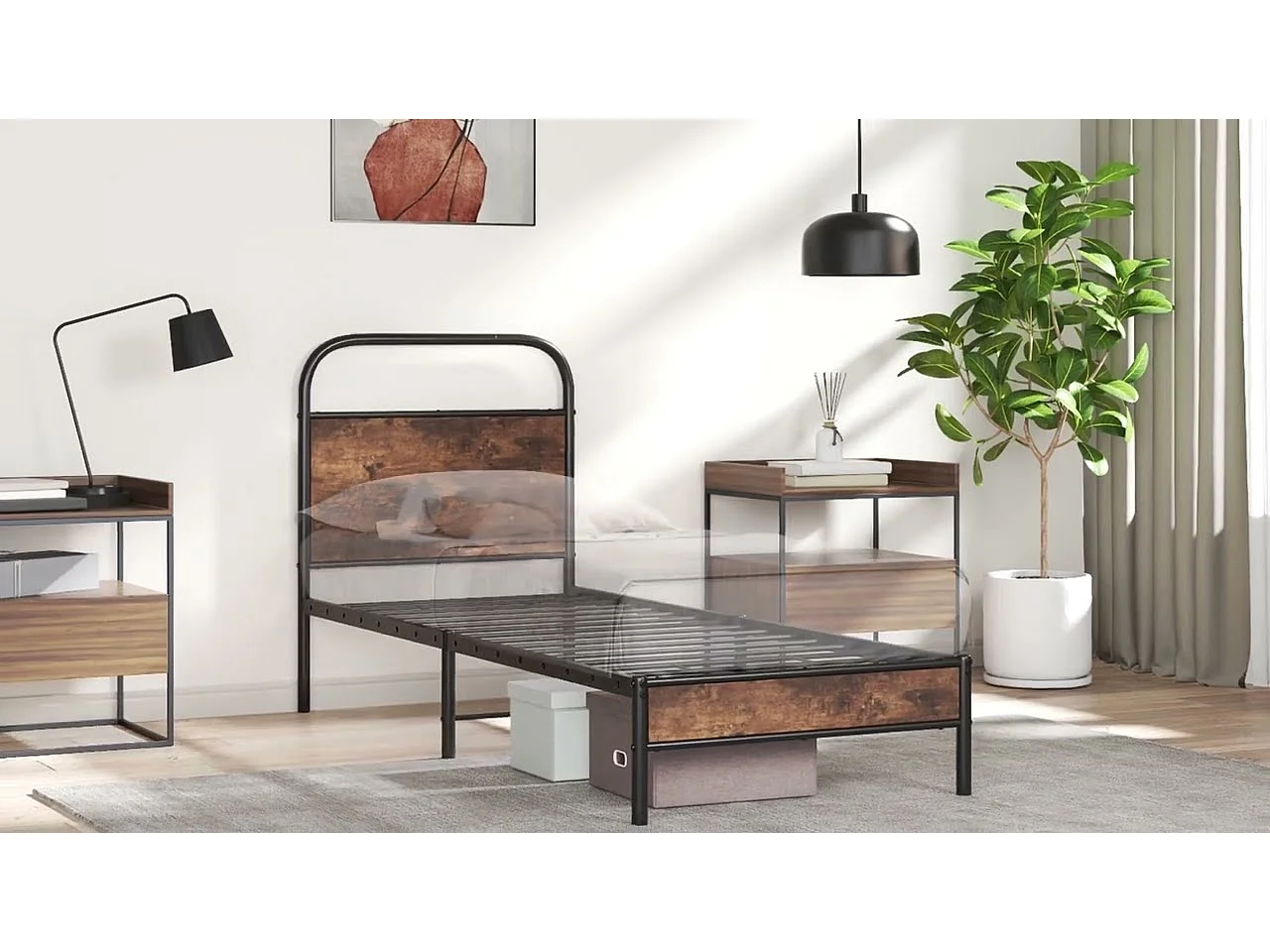 Cadre de lit sans matelas 100x200 cm chêne marron