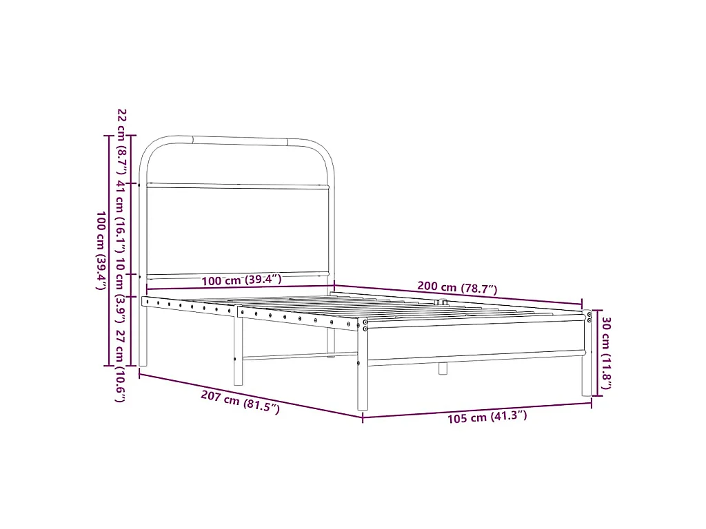 Cadre de lit sans matelas 100x200 cm chêne marron