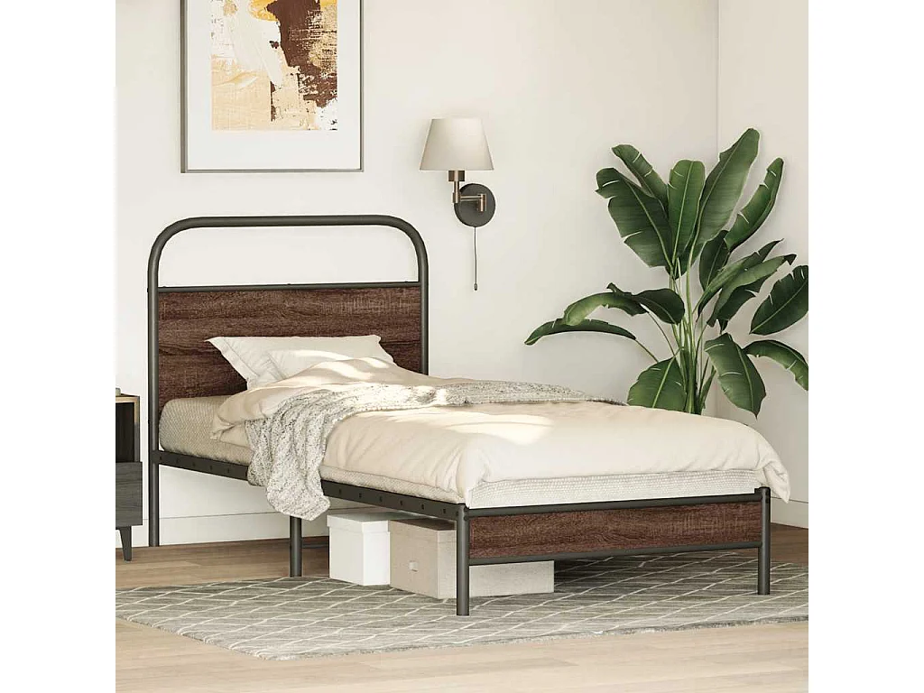 Cadre de lit sans matelas 100x200 cm chêne marron