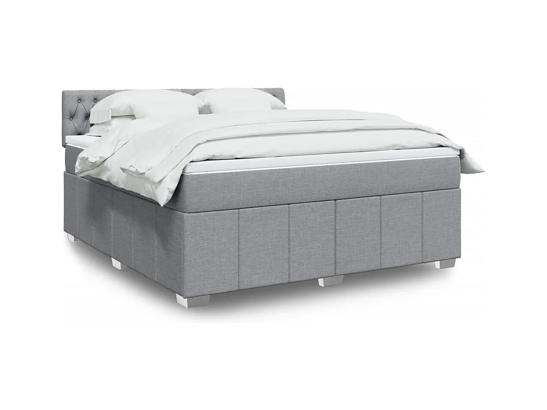 Boxspringbett mit Matratze Hellgrau 180x200 cm Stoff